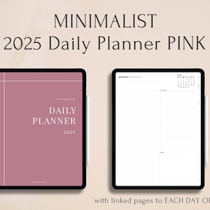 2025 Minimalist DAILY Planner PINK digital, Portrait Mode, digitaler Planer für iPad, Goodnotes, Notability, hyperlinks