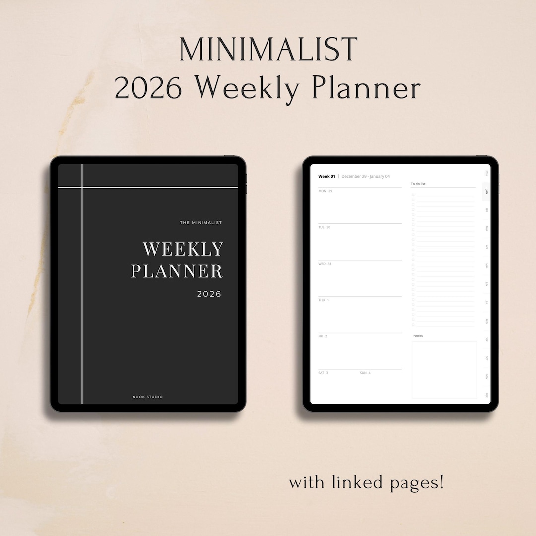2026 Minimalist WEEKLY Planner Digital Planner for Ipad, Goodnotes ...