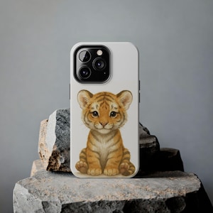 Bonita funda para teléfono con cachorro de tigre / Funda para iPhone y Samsung con diseño de tigre de acuarela / Regalo para amantes de los animales / Funda para teléfono con diseño de animales de guardería / Animal de safari