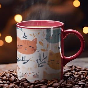 Peaceful Cats and Nature Coffee Mug 11oz | Cute Ceramic Cat Mug for Cat Lovers | Cat Mom Gift | Funny Cat Tea Mug | Gift for Cat Owners