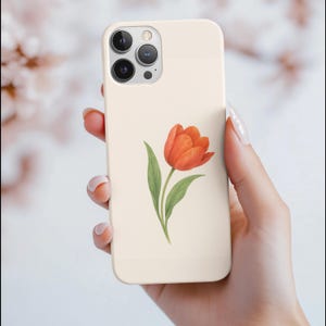 Orange Tulip Aesthetic Phone Case | Minimalist Floral Art iPhone & Samsung Cover | Vintage Botanical Phone Case | Elegant Gift for Her