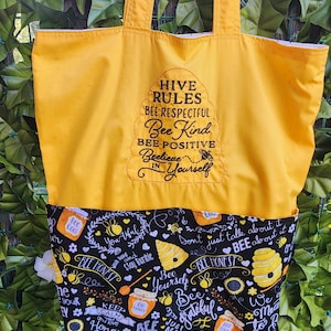 Hive Rules Bees Eco Friendly Tote, Bag, Shopping Bag, Purse