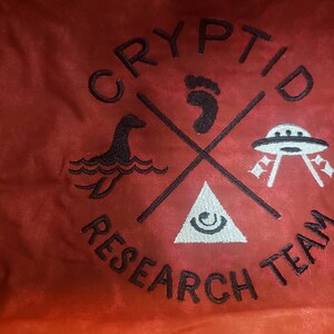 Cryptid Research Team Cards with Surprise embroidery inside Pencil Bag Craft Bag Cosmetic Bag Makeup Bag Shaving Kit LARGE image 3