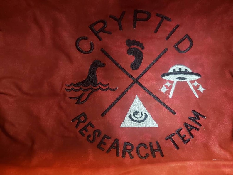 Cryptid Research Team Cards with Surprise embroidery inside Pencil Bag Craft Bag Cosmetic Bag Makeup Bag Shaving Kit LARGE image 3