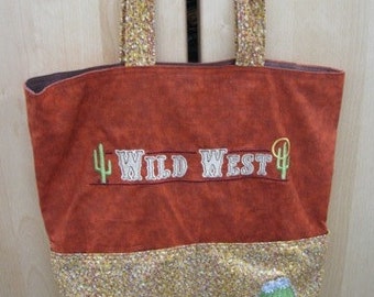 Wild West and Blooming Cactus Eco Friendly Tote Bag Purse
