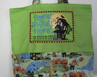 Home Sweet Home Halloween Tote or Eco Friendly Purse Grocery or Shopping Bag