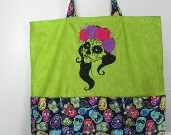 Dia De Los Muertos Skull Eco Friendly Tote, Purse, Bag