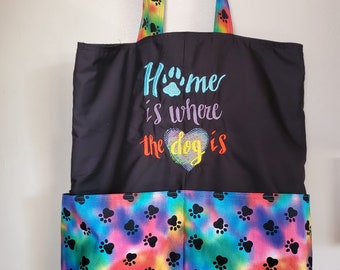 Rainbow Home is Where the Dog Is Eco Friendly Tote, Purse, Bag