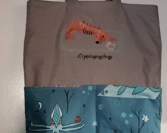 Cryptoyogology Tote, Eco Friendly, Purse, Bag Embroidered