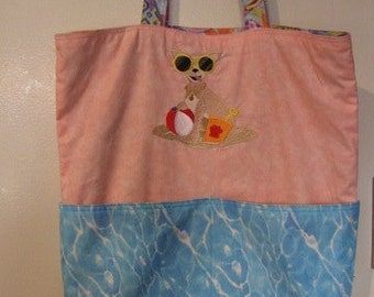 Beach Chihuahua Beach Scene Resuable Bag, Tote Bag, Shopping Bag, Purse