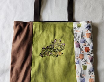 Canvas Duck Cloth Grow Botanical Plants Tote Bag Shopping Bag Diaper Bag