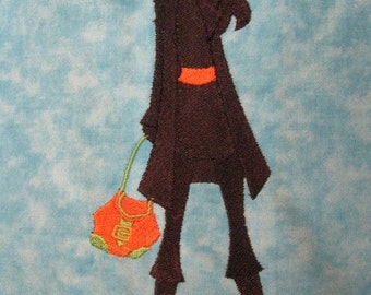 Fashion Diva with Orange Accents Eco Friendly Tote Bag or Trick or Treat Bag