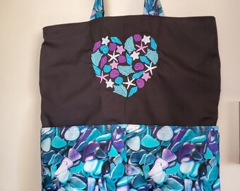 Beach Shell Heart Eco Friendly Tote, Purse, Bag