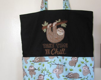 Take Time to Chill Sloth or Eco Friendly Purse Grocery or Shopping Bag
