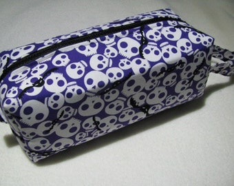 Purple Skull and Bats Spooky Alley Pencil Bag Craft Bag Cosmetic Bag Makeup Bag Shaving Kit LARGE