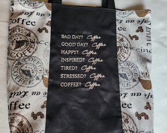 Canvas Duck Cloth Coffee Lover Tote Bag Shopping Bag Diaper Bag