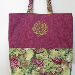Lettuce Tote, Eco Friendly, Purse, Bag Embroidered on BOTH sides