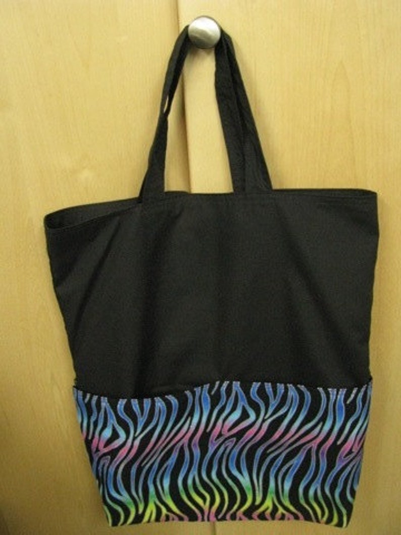 Rainbow Sparkle Zebra version 2 Zoo Tote Bag Shopping Bag Diaper Bag image 4