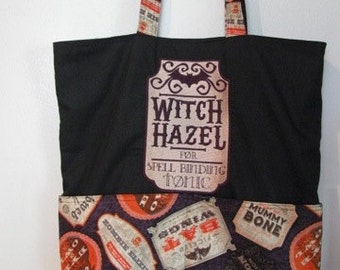 Witch Hazel Apothecary Halloween Tote or Eco Friendly Purse Grocery or Shopping Bag