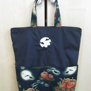Bats Across the Moon Tote or Eco Friendly Purse Grocery or Shopping Bag