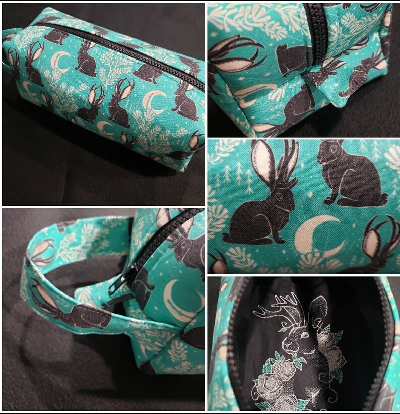 Jackalope Cryptid bag with surprise embroidery inside Cosmetic Bag Makeup Bag LARGE image 1