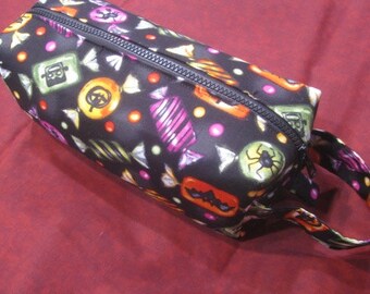 Halloween Candy with surprise appliqué embroidery inside - Cosmetic Bag Makeup Bag LARGE