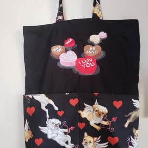 Valentine Heart Dogs Eco Friendly Tote Bag Purse