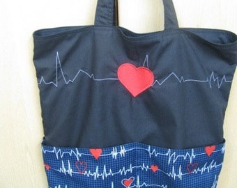Heart Monitor EKG Eco Friendly Tote, Purse, market bag, bag