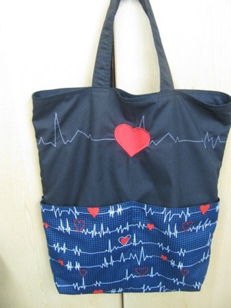 Heart Monitor EKG Eco Friendly Tote, Purse, market bag, bag image 1