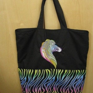 Rainbow Sparkle Zebra version 2 Zoo Tote Bag Shopping Bag Diaper Bag image 1
