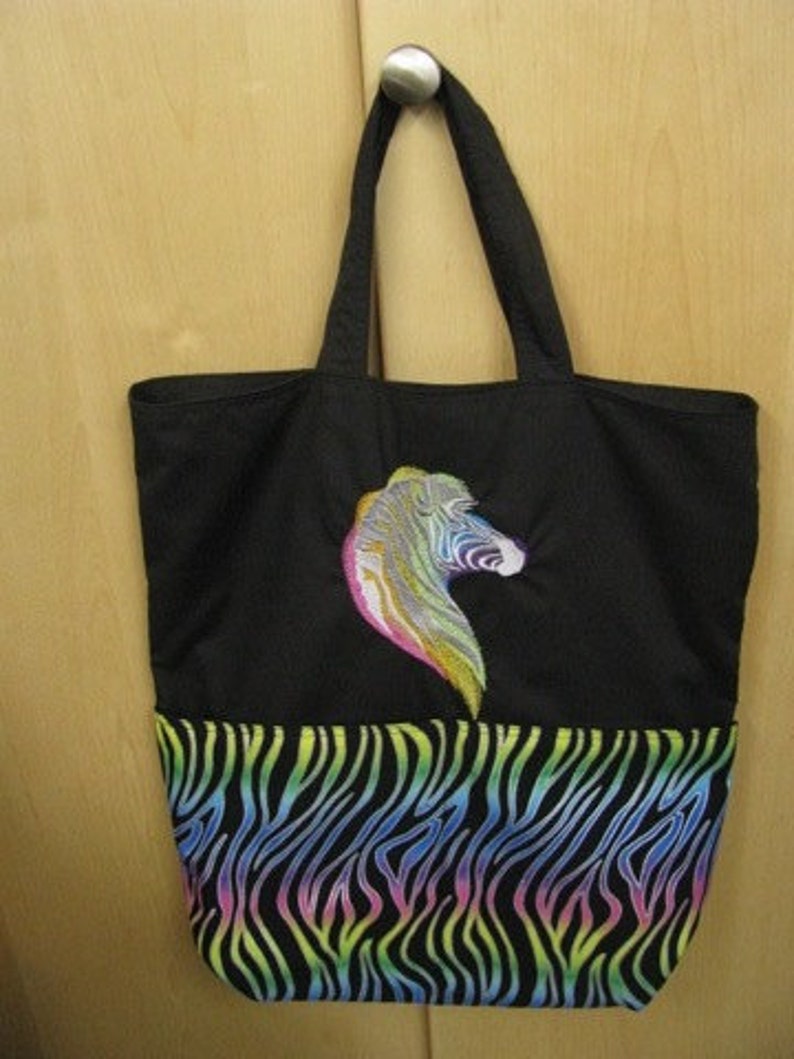 Rainbow Sparkle Zebra version 2 Zoo Tote Bag Shopping Bag Diaper Bag image 1