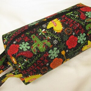 Feliz Navidad Christmas Cactus - Surprise embroidery Inside - Cosmetic Bag Makeup Bag LARGE image 1