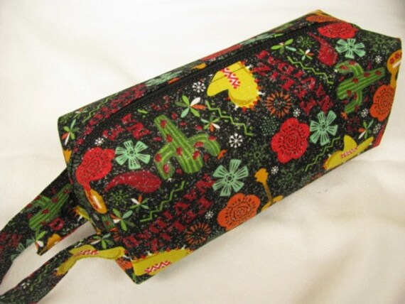 Feliz Navidad Christmas Cactus - Surprise embroidery Inside - Cosmetic Bag Makeup Bag LARGE