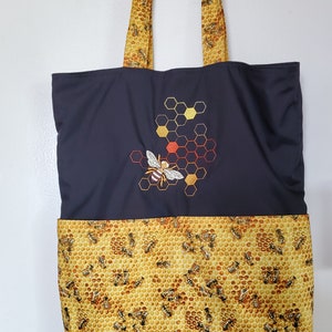 Golden Realistic Honeycomb and Bee Eco Friendly Tote, Bag, Shopping Bag, Purse