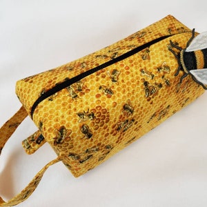 Bee Honeycomb Pencil Bag Craft Bag Cosmetic Bag Makeup Bag Shaving Kit LARGE