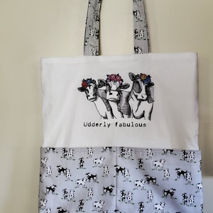Udderly Fabulous! Farm Milk Cow Resuable Bag, Tote Bag, Shopping Bag, Purse