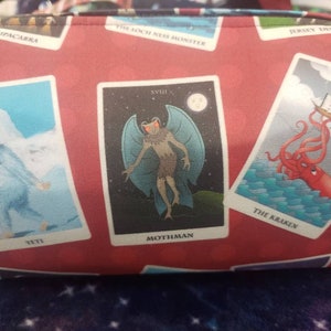 Cryptid Research Team Cards with Surprise embroidery inside Pencil Bag Craft Bag Cosmetic Bag Makeup Bag Shaving Kit LARGE image 7