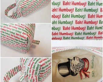 Christmas Bah Humbug Sheep Bag Craft Bag Cosmetic Bag Makeup Bag Shaving Kit LARGE