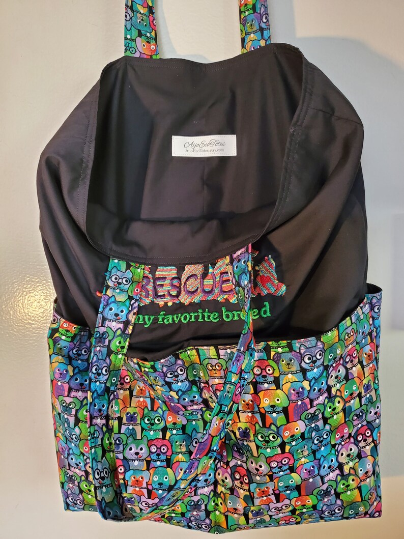 Rescued is My Favorite Breed Dog Eco Friendly Tote Bag Shopping Bag
