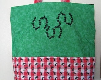 Ant Trail Picnic Summer Tote, Eco Friendly, Purse, Bag Embroidered