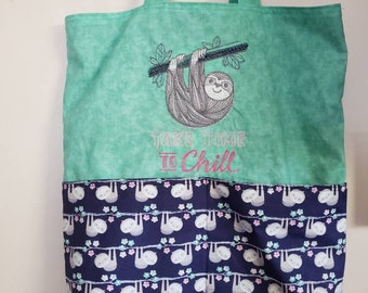 Take Time to Chill Sloth or Eco Friendly Purse Grocery or Shopping Bag