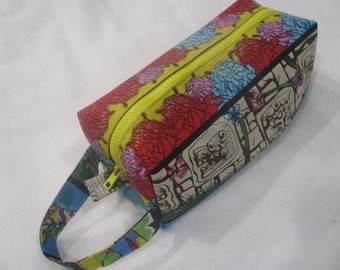 Mayan Inspired Bag with surprise embroidery inside - Cosmetic Bag Makeup Bag LARGE