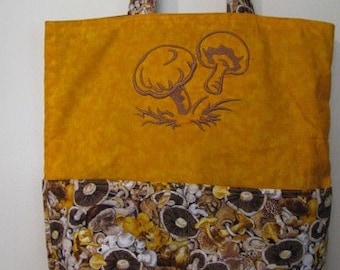 Golden Mushroom Eco Friendly Bag, Tote, Market Tote or Purse