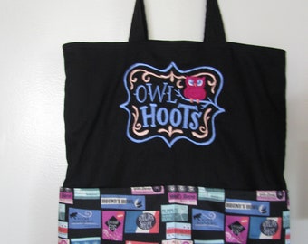 Owl Hoots Tote Bag, Reusable Bag, Shopping Bag, Beach bag, Diaper Bag