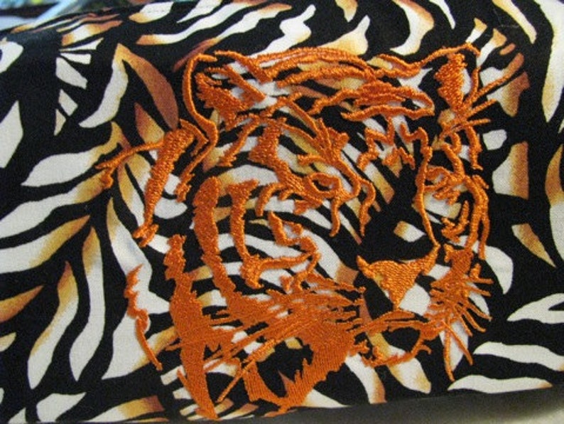 Tiger Print Pencil Bag Craft Bag Cosmetic Bag Makeup Bag Shaving Kit LARGE image 2