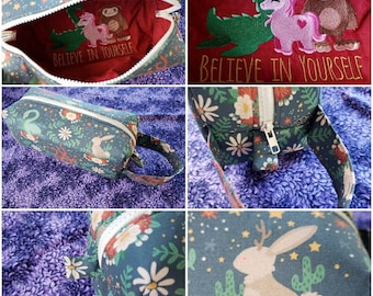 Believe in Yourself Cryptid with Surprise embroidery inside - Pencil Bag Craft Bag Cosmetic Bag Makeup Bag Shaving Kit LARGE