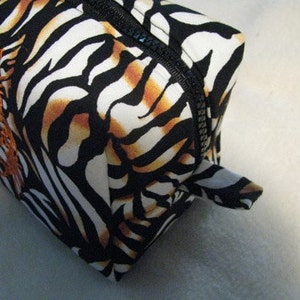 Tiger Print Pencil Bag Craft Bag Cosmetic Bag Makeup Bag Shaving Kit LARGE image 3