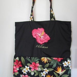 Single Pink Hibiscus Hawiian Eco Friendly Tote, Shopping Bag, Purse