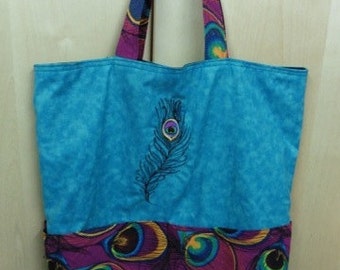 Delicate Peacock Plume Tote Bag Shopping Bag Diaper Bag