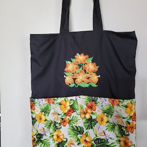 Orange Hibiscus Bouquet Hawiian Eco Friendly Tote, Shopping Bag, Purse